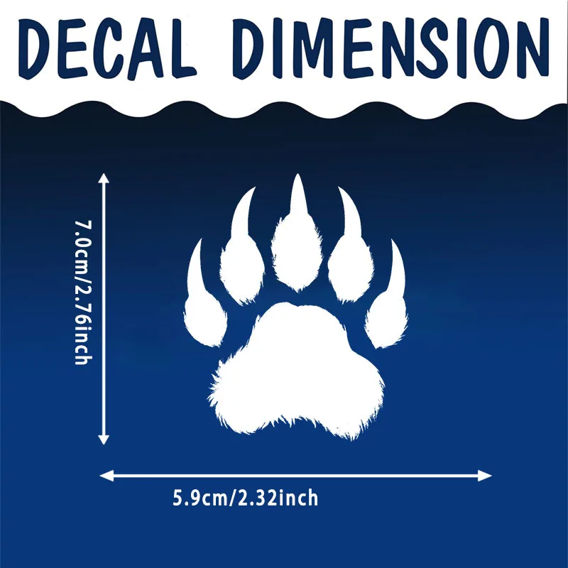 Bear Paw Print Reflective Waterproof Vinyl Decal Set 2pcs for Car Truck Motorcycle Laptop Bumper Water Bottle