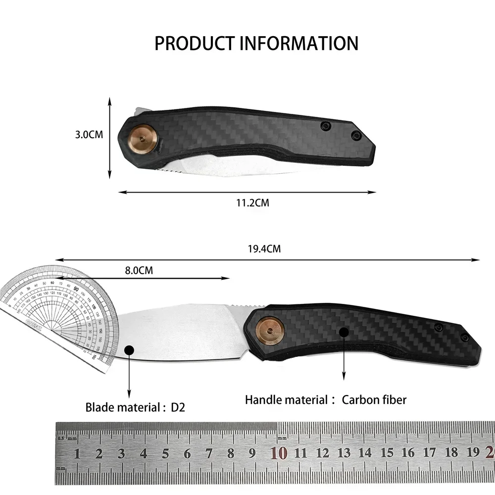 0545 Outdoor survival camping EDC Tools MagnaCut fin ball bearing folding knife D2 stone washing blade carbon fiber treatment