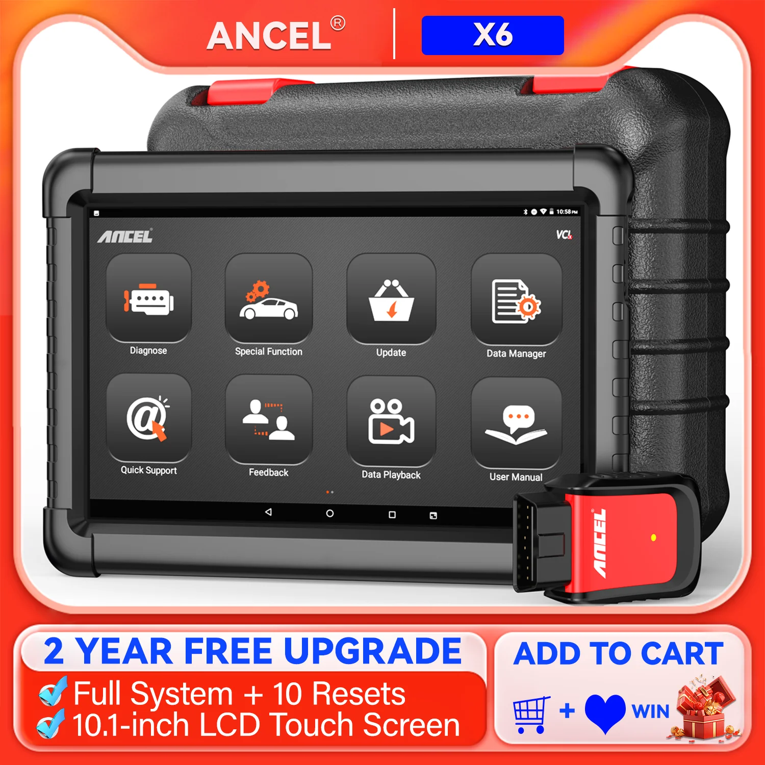 Ancel X6 OBD2 Scanner Professional Car Diagnostic Tools All System ABS Oil EPB DPF Reset Code Reader OBD 2 Automotive Scanner