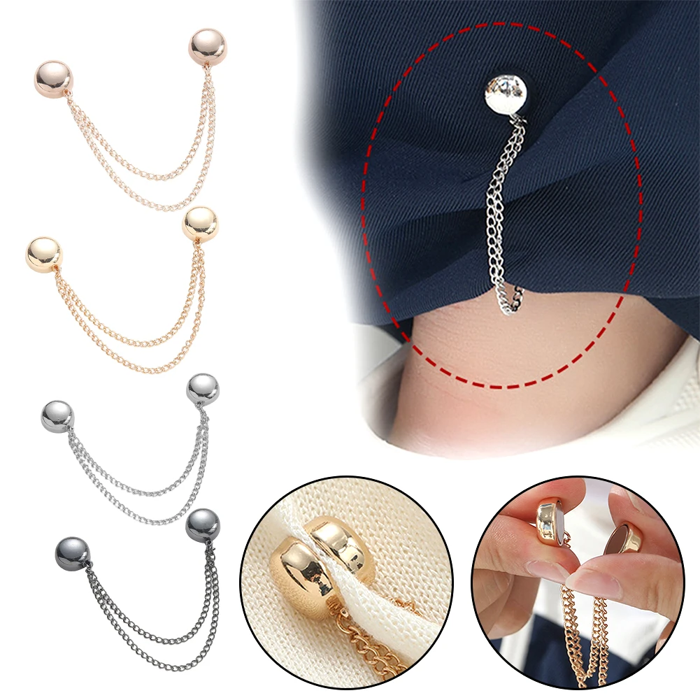 Magnetic Hijabs Clip for Muslim Headscarf, Magnetic Scarf Brooch with Tassel Chain, Metal Plating Pins, Non-hole Buckles