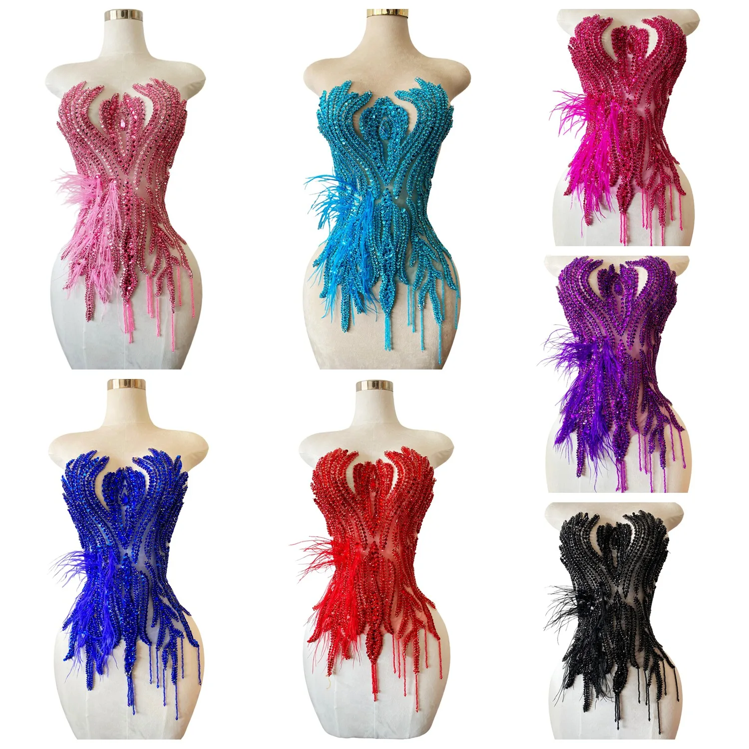 

Ткань для вечерних платьев Sweetheart: 14 цветов, ручная работа, стразы, страусиные перья, бисер, тюль, декор для одежды