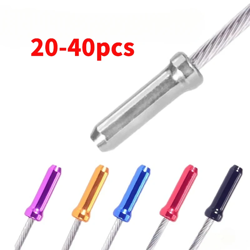 20/40PCS Bicycle Line Pipe Tail End Caps Brake Line Derailleur Shift Wire End Caps Tips MTB Bike Accessories Brake Cable Cap