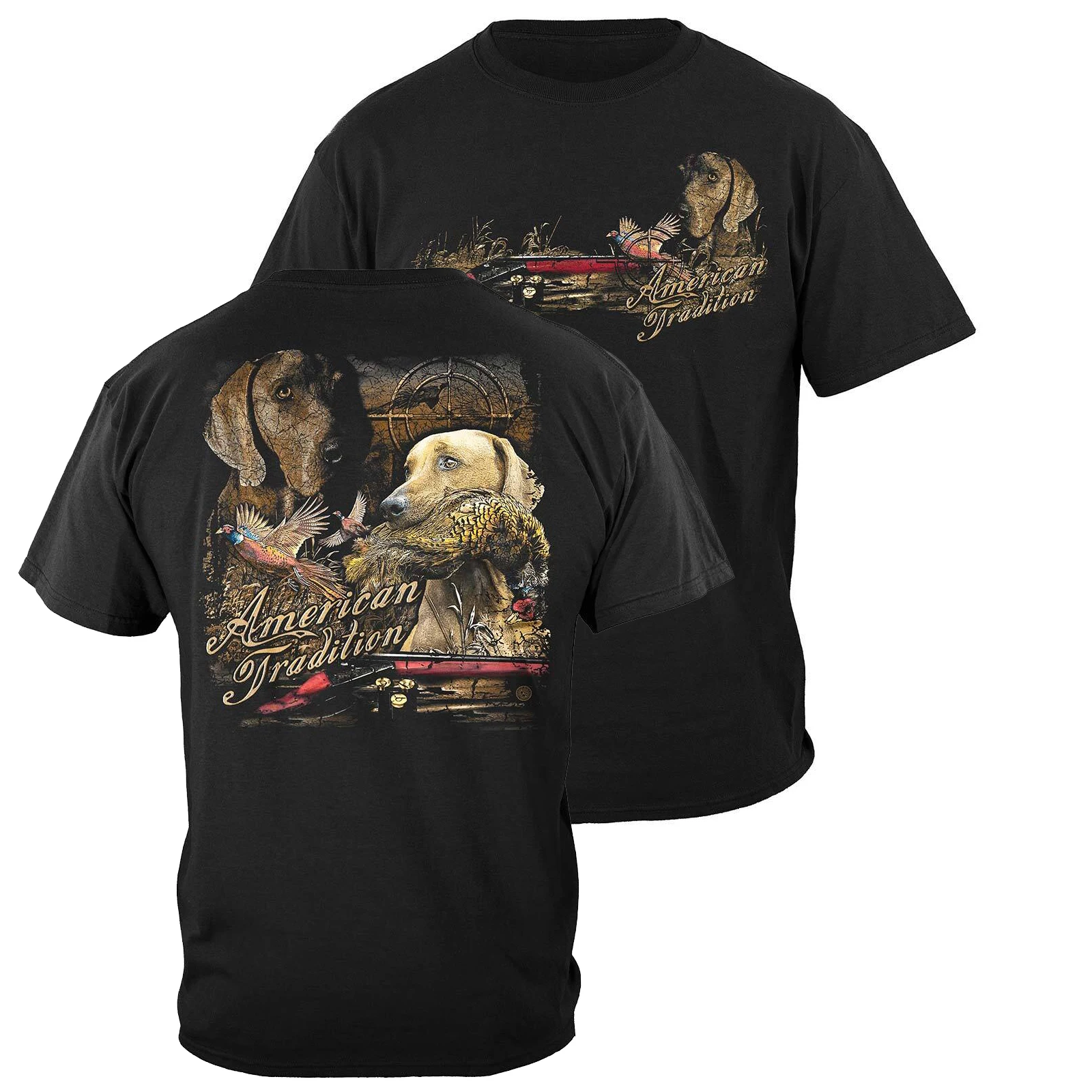 

American Tradition Hunting Dogs Hunter T-Shirt 100% Cotton O-Neck Short Sleeve Summer Casual Mens T-shirt Streetwear