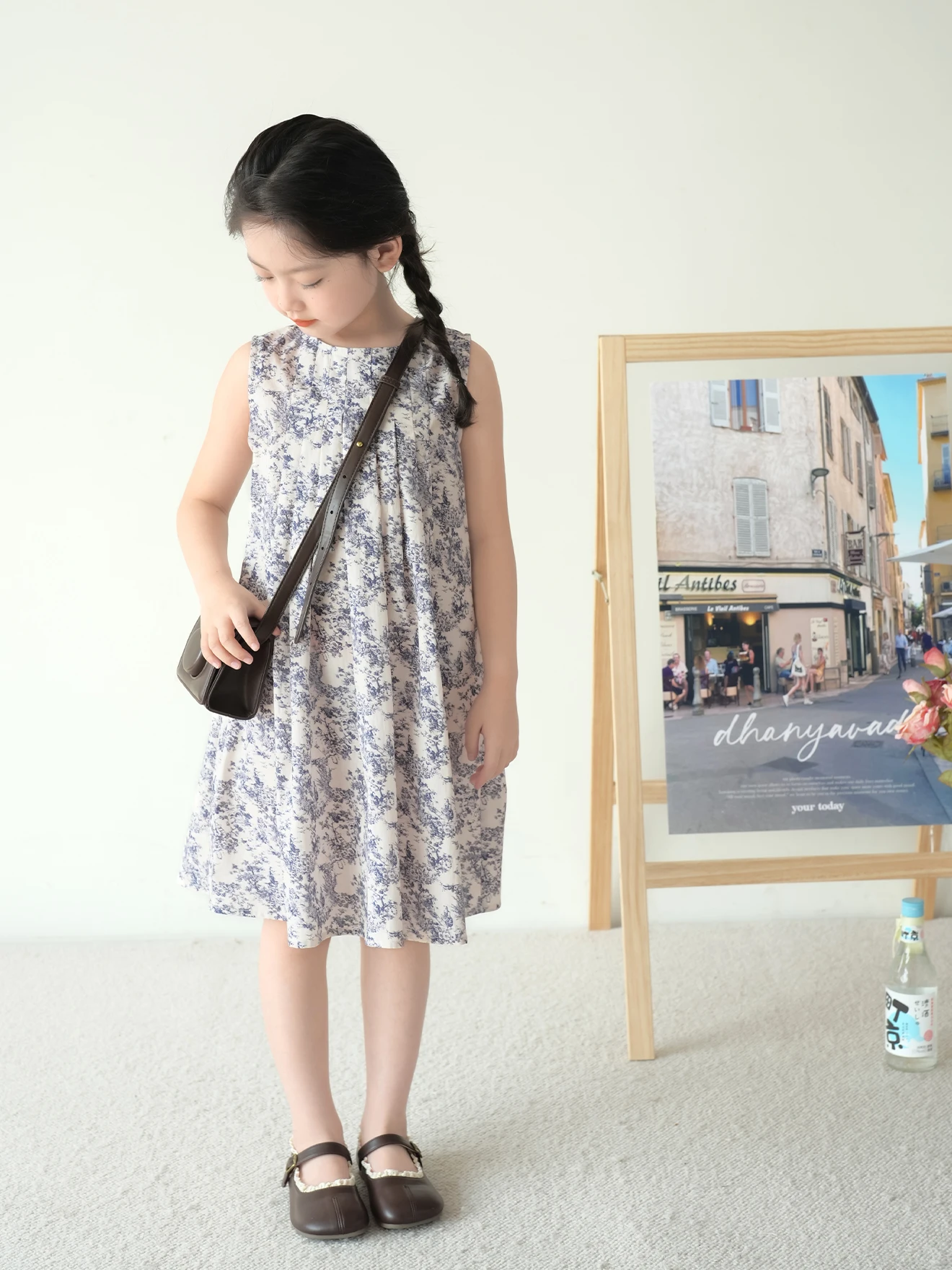 Girls dress 2024 summer new children\'s Mori floral princess dress baby sleeveless undershirt skirt