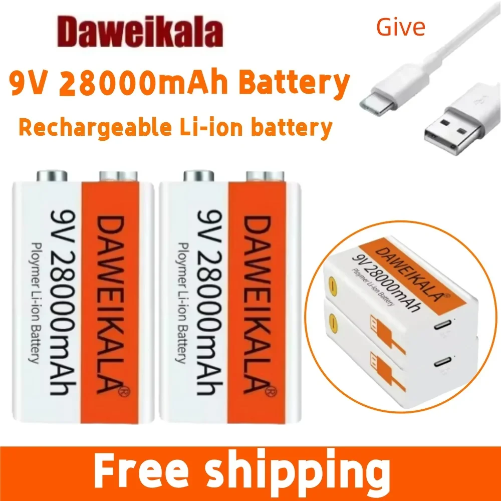 9V 28000mAh Oplaadbare Li-ionbatterij met Micro USB voor Multimeter Microfoon Speelgoed Afstandsbediening Pedaal Rookmelder