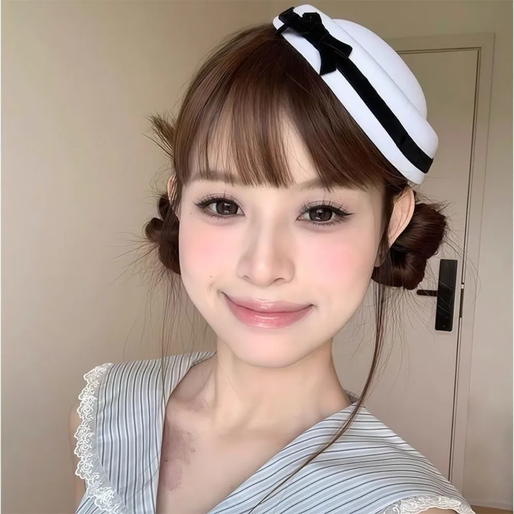 Vintage Hepburn Fedoras Hat Dome Lolita Bow Beret Sailor Hat Party Headwear Hairclip Beret Girl