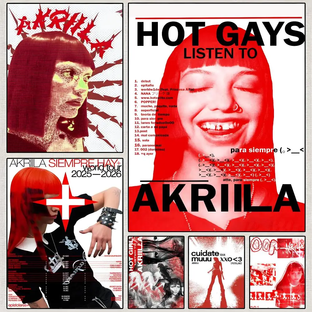 Rapper Akriila Latin Urbano Pop Poster PP Wall Art Print Removable Water-Resistant Home Decor for Bedroom Apartment Gift