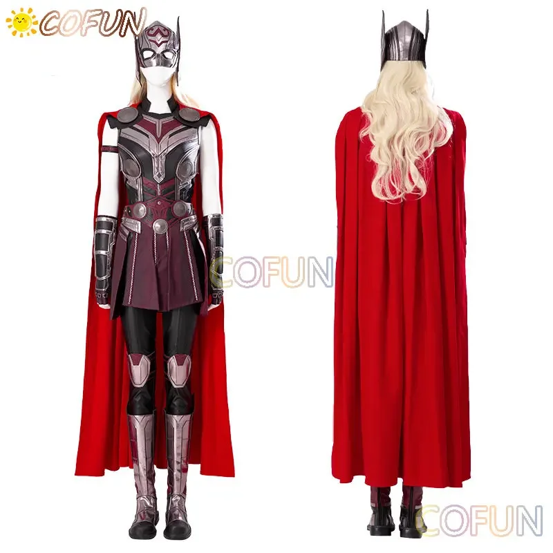 

COFUN New Superhero Lady Thor Cosplay Costume Jane Foster Outfits Women Armor Suit Halloween Carnival Party Wig Props