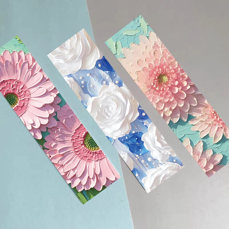 30pcs Oil Painting Flower Bookmarks Paper Graduation Souvenir Gift Art High-grade Bookmark Students Read Pages Cards﻿