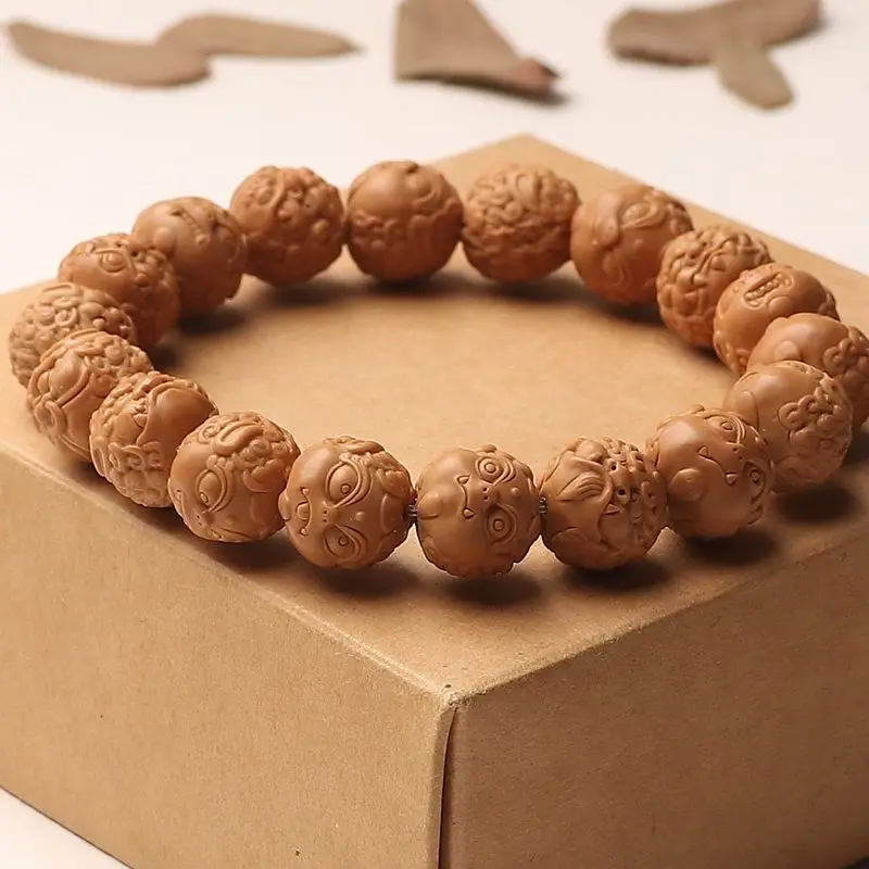 

Monkey Head Walnut Carving Bracelet Luck Swiss Beast Hand-carved Dragon Nine-son Buddha Bead Single Circle Pixiu Kirin Handpiece