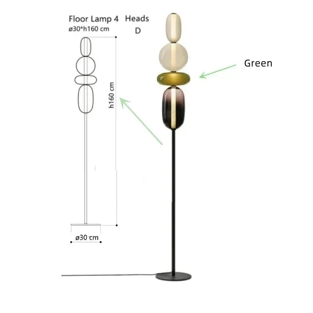 HomeLover Italienische kreative LED-Stehlampe aus farbigem Glas für Wohnzimmer, Schlafzimmer, Arbeitszimmer, Tisch, Bonbonlichter, Innenbeleuchtung und Heimdekoration 4