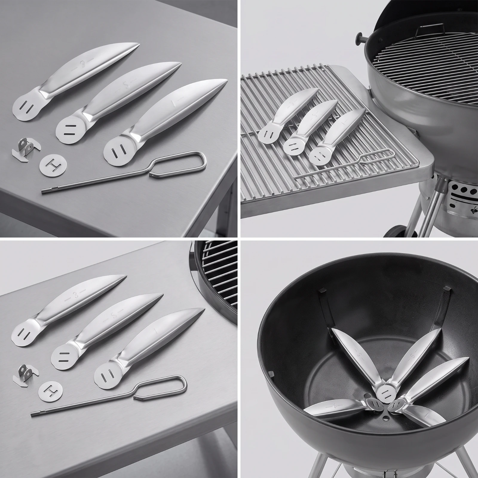 Single-Action Cleaning System Rust-Resistant Ash Sweeper Kit Grill Cleaning Kit with Blades Heat-Tolerant Hardware Easy