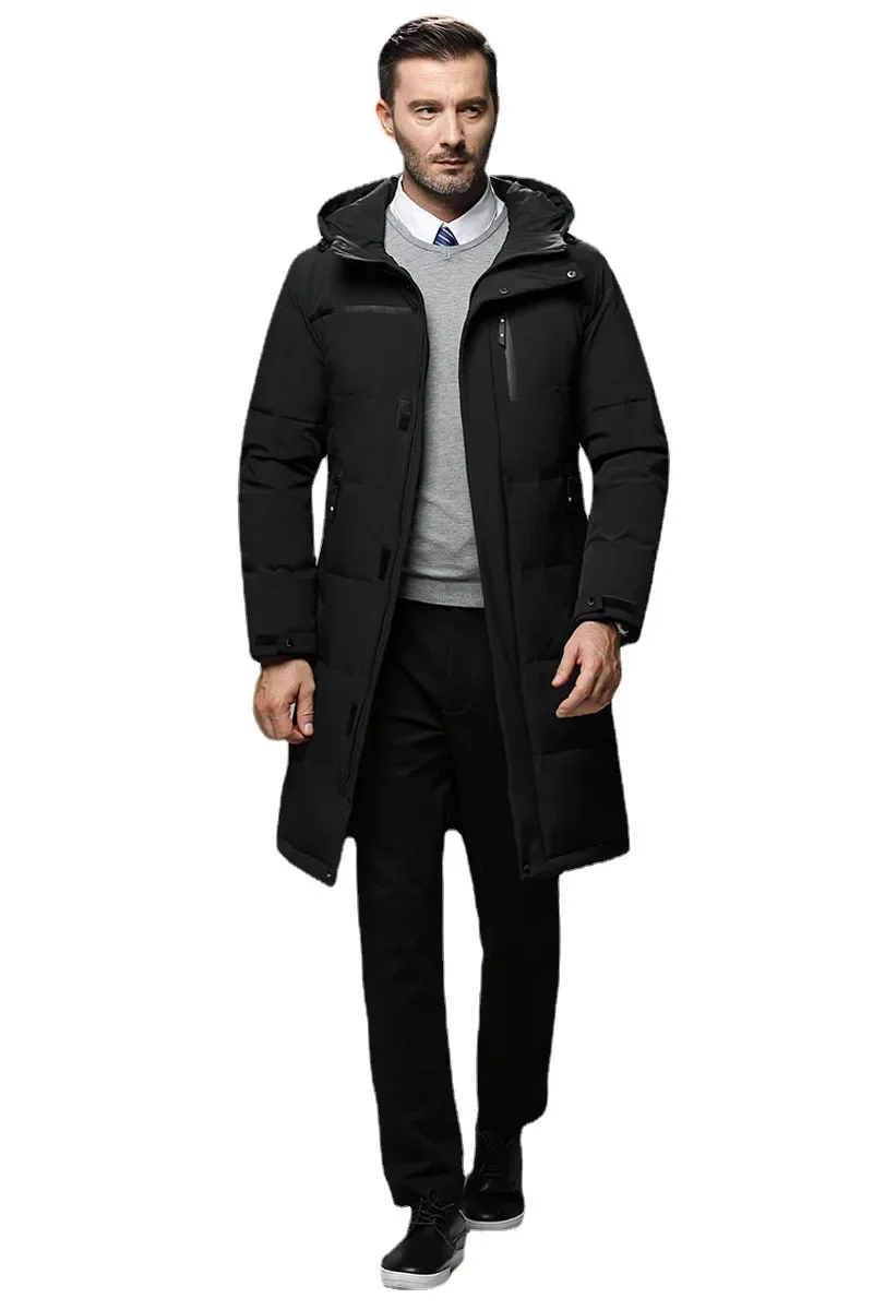 Men Black Long Duck Down Coats New Male Winter Hooded Casual Down Jackets Quality Outdoor Windproof Warm Jackets Men\'s Clothing