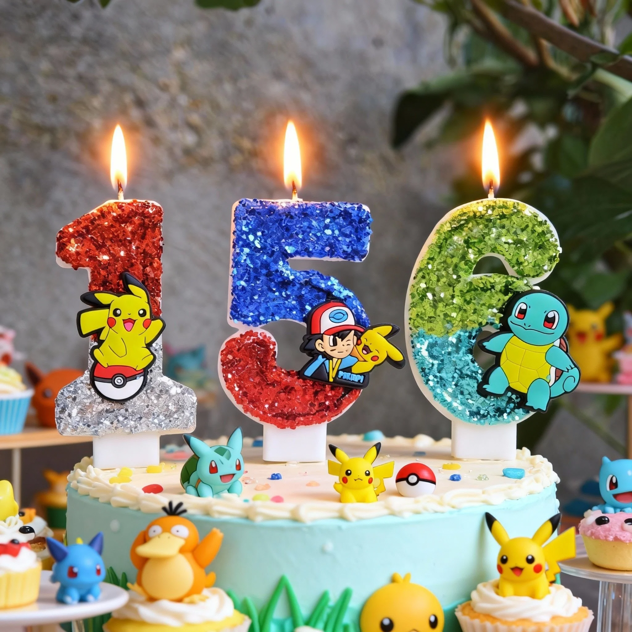 Pokemon Kerze Nummer 0-9 Geburtstagstortenkerze Dekoration Moana Geburtstagsparty Tortendekoration Baby-Shower-Dekoration Geschenk
