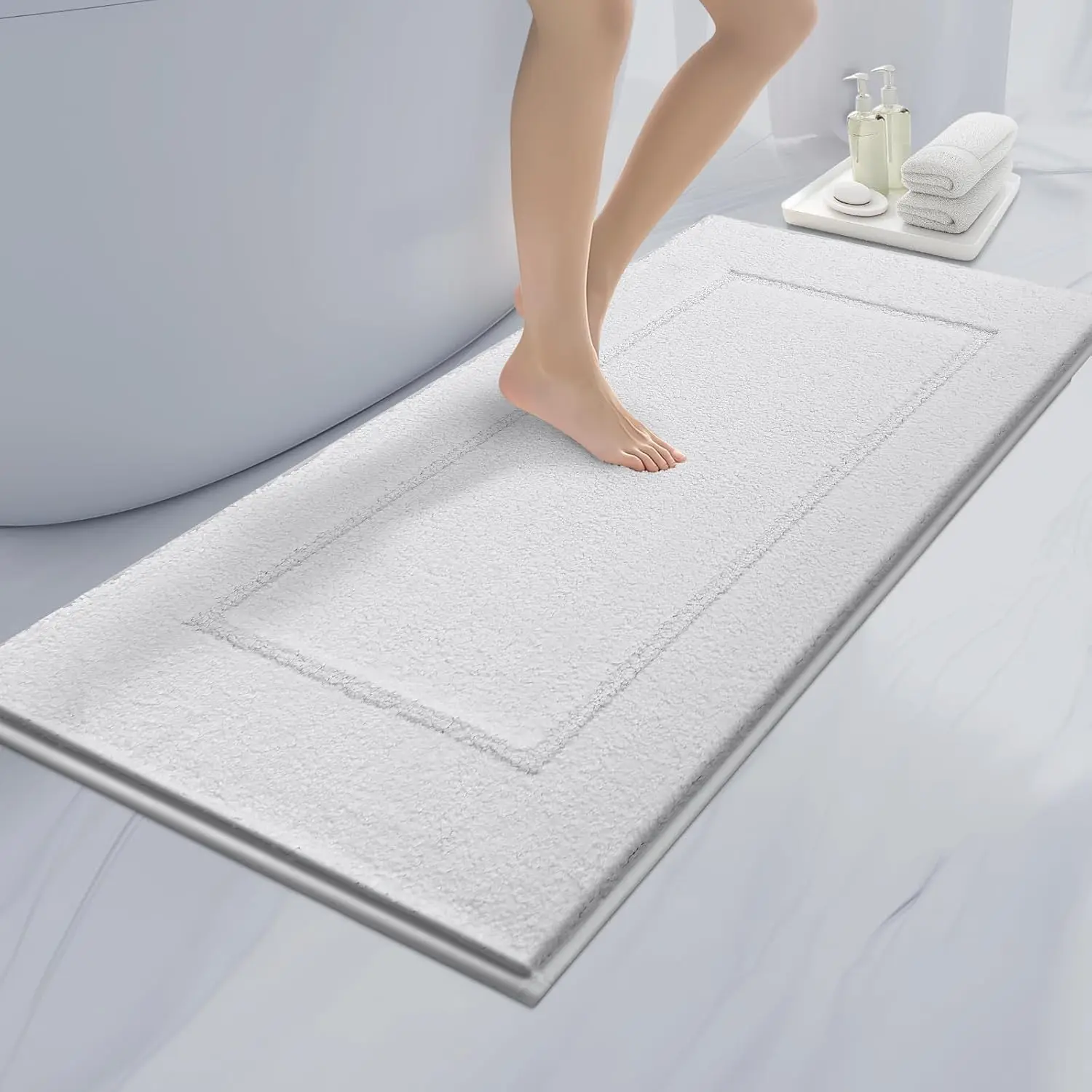 

24x60 Inch Non-Slip Soft Absorbent Bath Rugs, Machine Washable Quick Dry Bath Mats for Bathroom Floor Shower Bathtub Sink