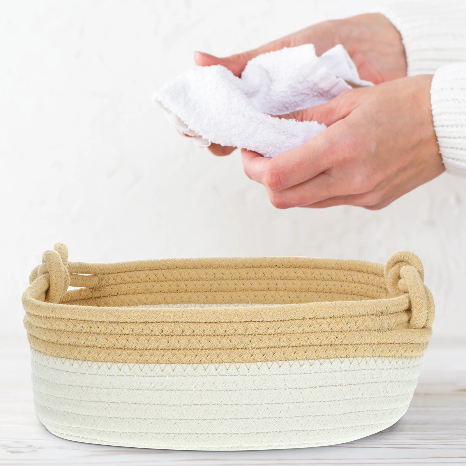 

Storage Basket Wicker Woven Organizer Organizers Stationery Baskets Chic Small Containers Simple