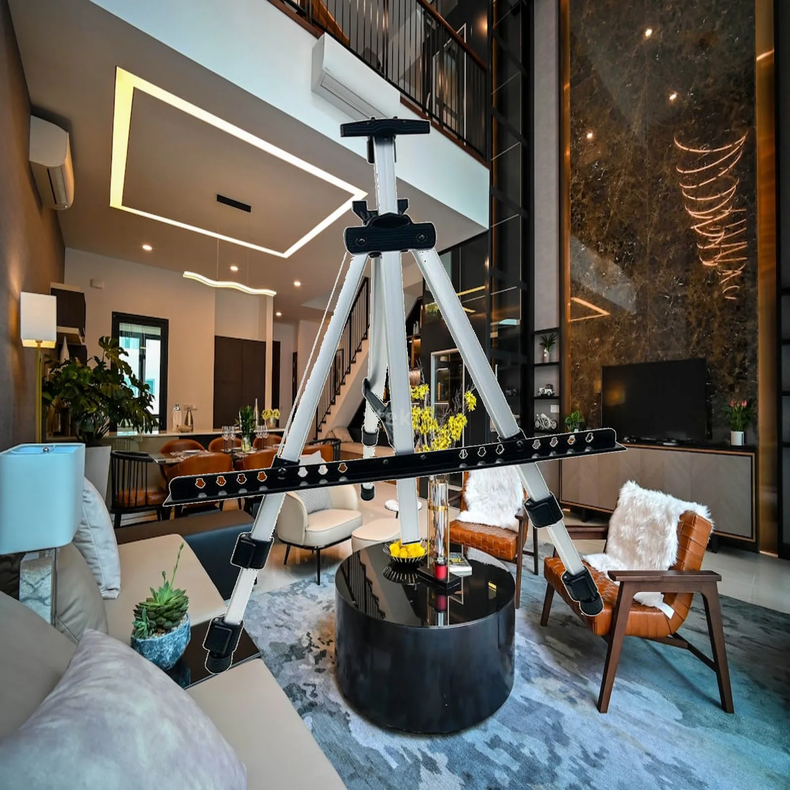 Tripod Easel with Tray Adjustable Aluminum Easel Foldable Lightweight for Artists, Exhibitions, Classrooms