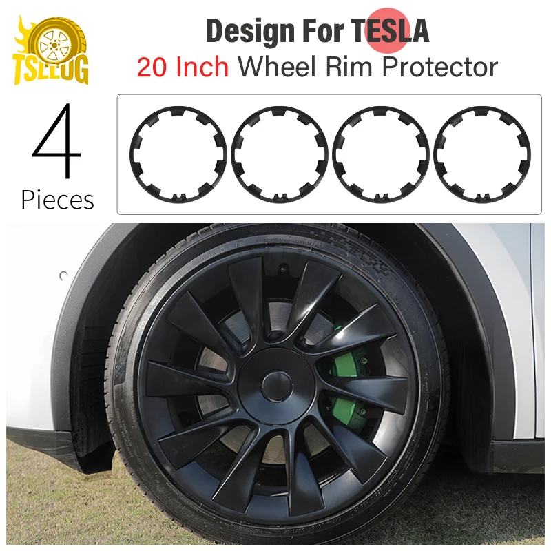 

4 шт., 20-дюймовый чехол на колесо для Tesla Model Y, защита обода колеса для крышки колеса, защита колес из АБС-пластика 2020-2024