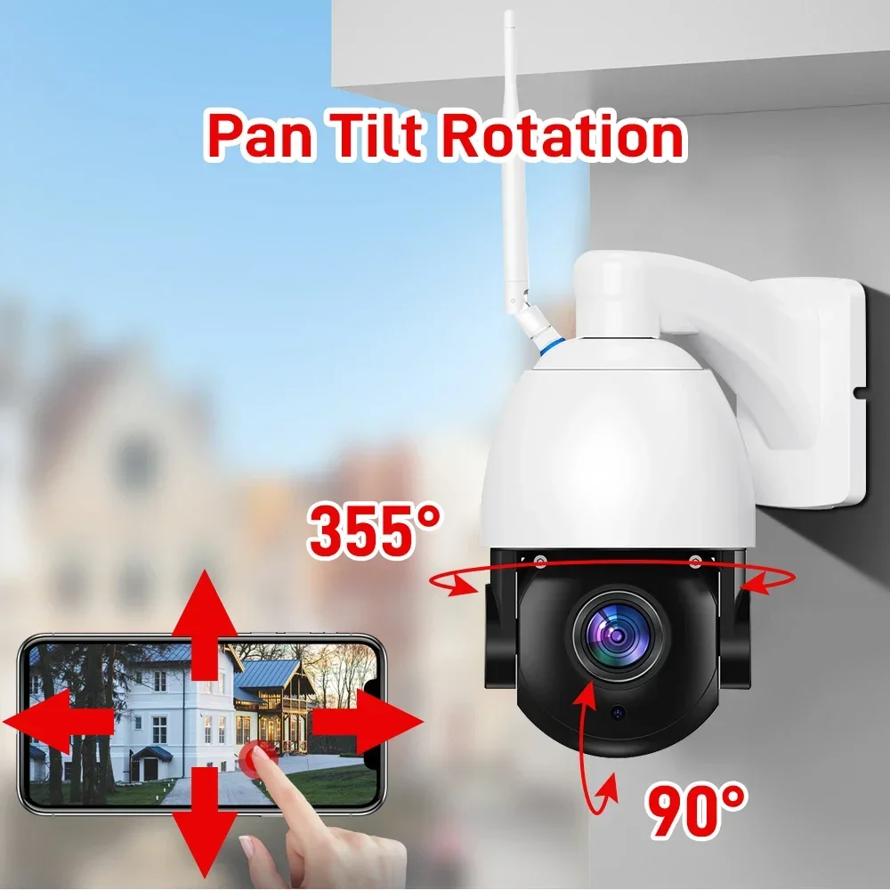 Rscamtom 8MP Fattoria Wireless Outdoor Camera Tracking PIR Rilevazione a infrarossi Visione notturna a colori Telecamera Ptz Zoom 50x