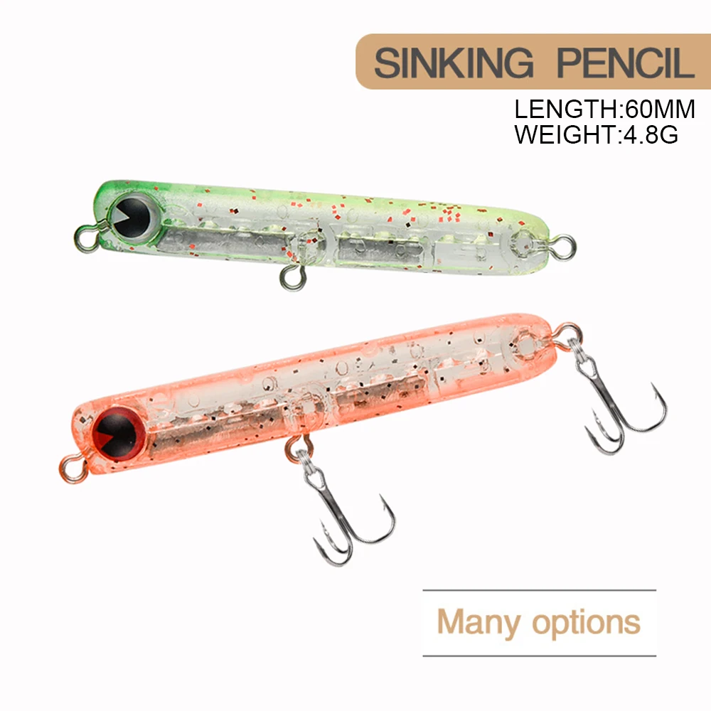 6cm 4.8g Fishing Lure Pencil Bait Wobbler COLLET 60 Micro Sinking Trolling Jerkbait Swimbait Artificial Hard Bait Fake Decoy