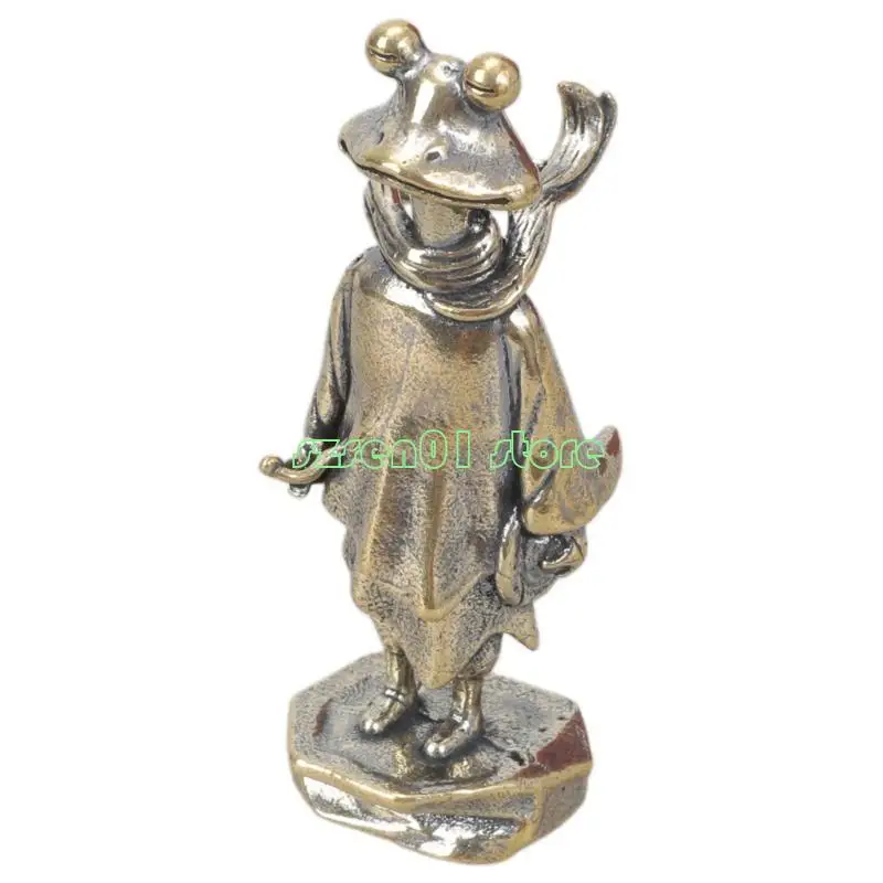G32A Vintage Brass Frogs Swordsman Ornamp #3