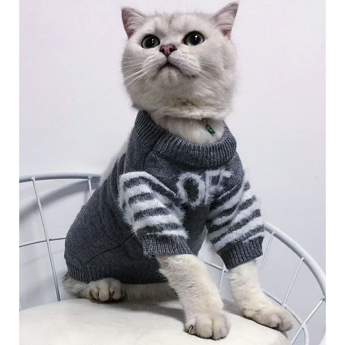 Pet Clothing Dog Clothes Dog Fashion Brand Warm Comfortable Knitted Sweater Pet Clothing Cute Grey Sweater Dog Fashion Item