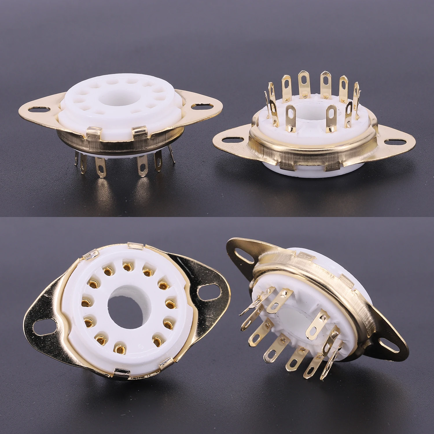 B12cチューブソケットバルブベース、オーディオ用電源ランプジャック、6hf5、6c10、6ge5、8gu7、8ac9、9mn8、6ea4、50ca10、6ca10、6ca10、12ピン、4個