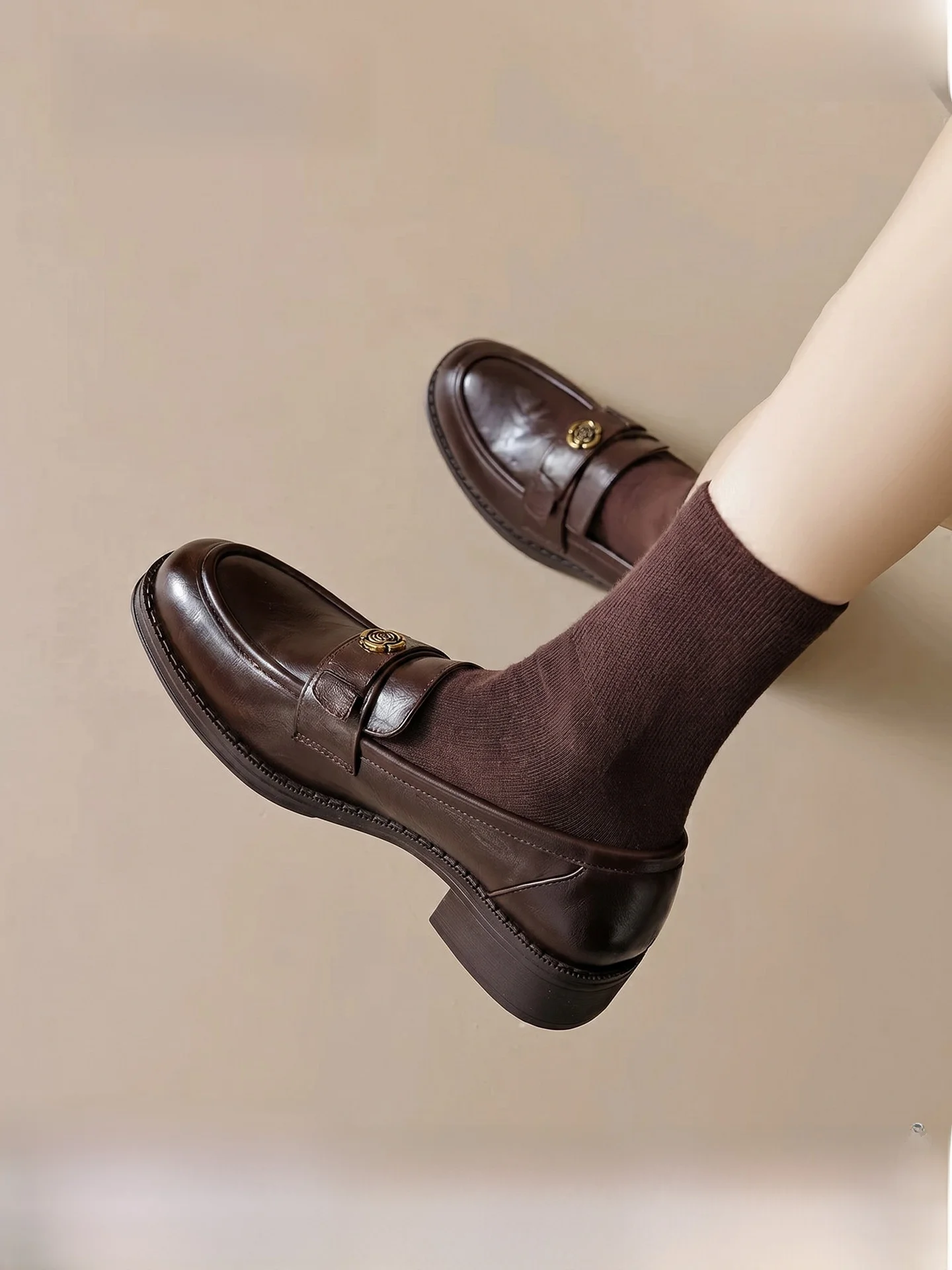 agsdon-brown-oxford-shoes-women's-chunky-heel-single-shoes-camellia-british-style-fashionable-comfortable-leather-shoes