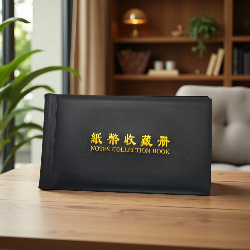 Banknote Currency Collecting Album 30 Sheets Clear Paper Money Collection World Money Artificial PU Leather Hard Cover Storage