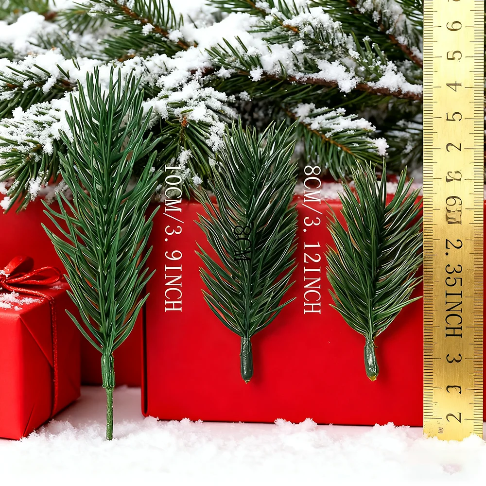 20/50 Stück künstliche Tannenzweige, gefälschte Pflanzen, Weihnachtsdekoration für Heimdekoration, DIY-Girlande, Geschenk, gefälschte Tannennadeln, Ornament – Detail 2