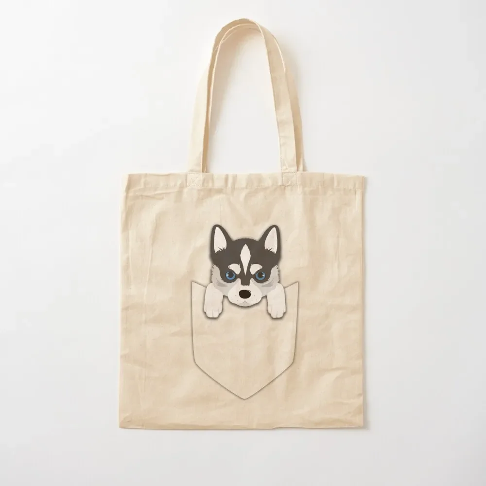 

Funny Siberian Husky In Your Pocket Tote Bag foldable reusable bag Women's tote bag