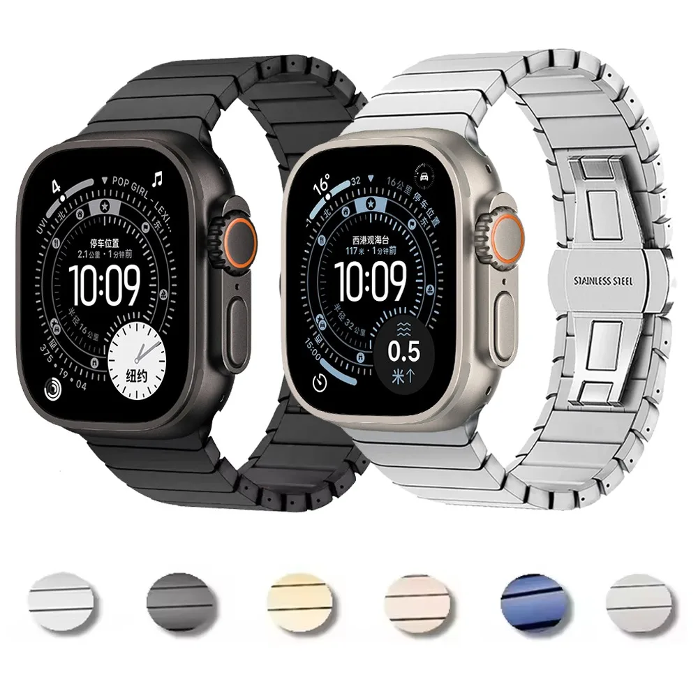 

Metal Links Strap for Apple Watch Ultra 3 2 1 Band 49mm 45mm 41mm 44mm 40mm 42mm Stainless Steel IWatch 11 10 9 8 7 6 5 4 3 SE3