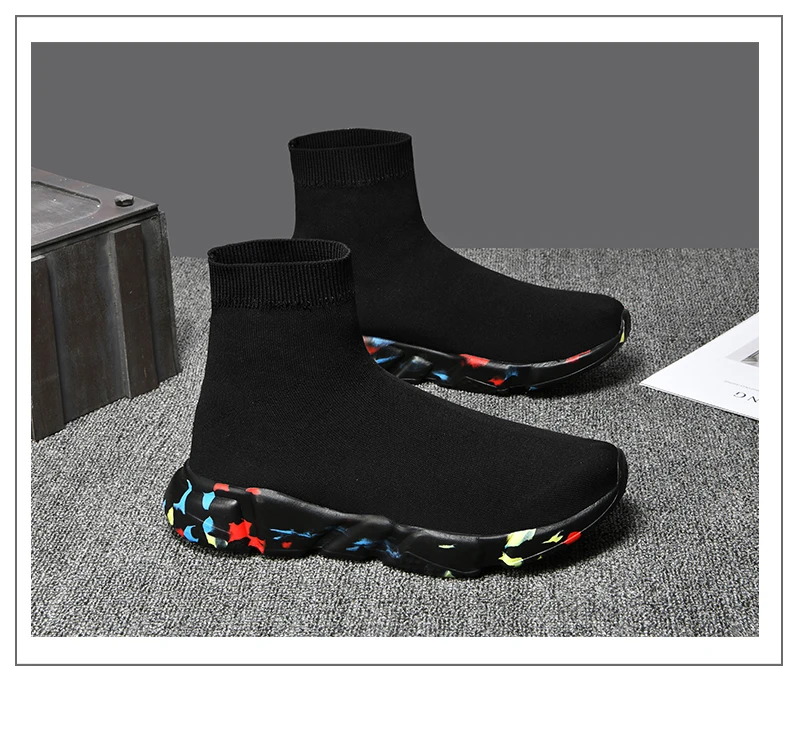 2025, schwarze High-Top-Sneaker für Herren und Damen, klassische Designer-Strick-Freizeit-Sneaker für Herren, modische, bequeme Slip-on-Sportschuhe für Damen – Detail 13