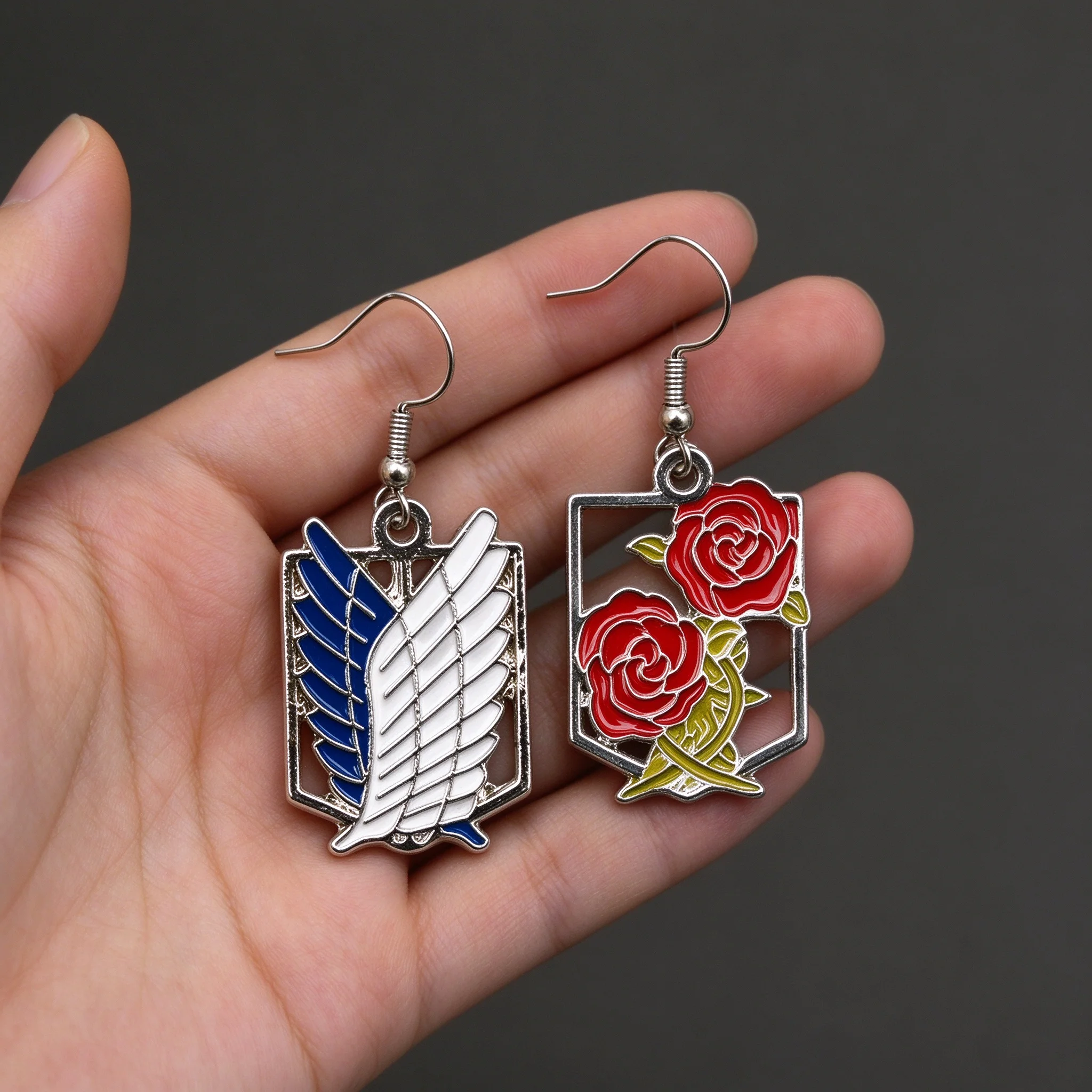 Attack On Titan Drop Earrings Wings Of Liberty Survey Corps Enamel Dangle Earrings Shingeki Cosplay Jewelry Gift For Fans