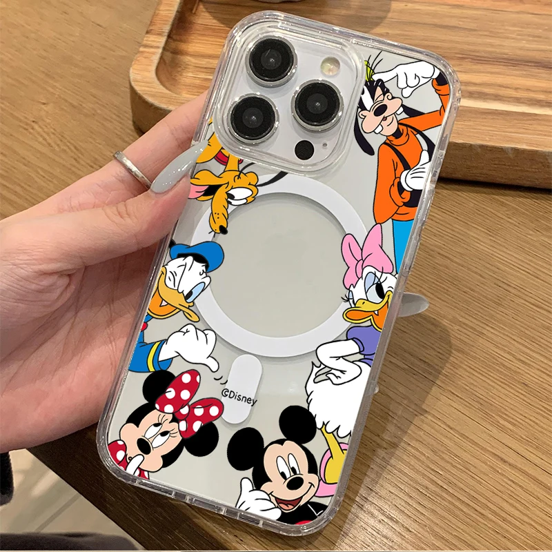 Cute Mickey Minnie Donald Duck Magsafe Magnetic Phone Case For iPhone 16 15 14 Pro Max 11 12 13 Plus MINI 16 E Phone Cover