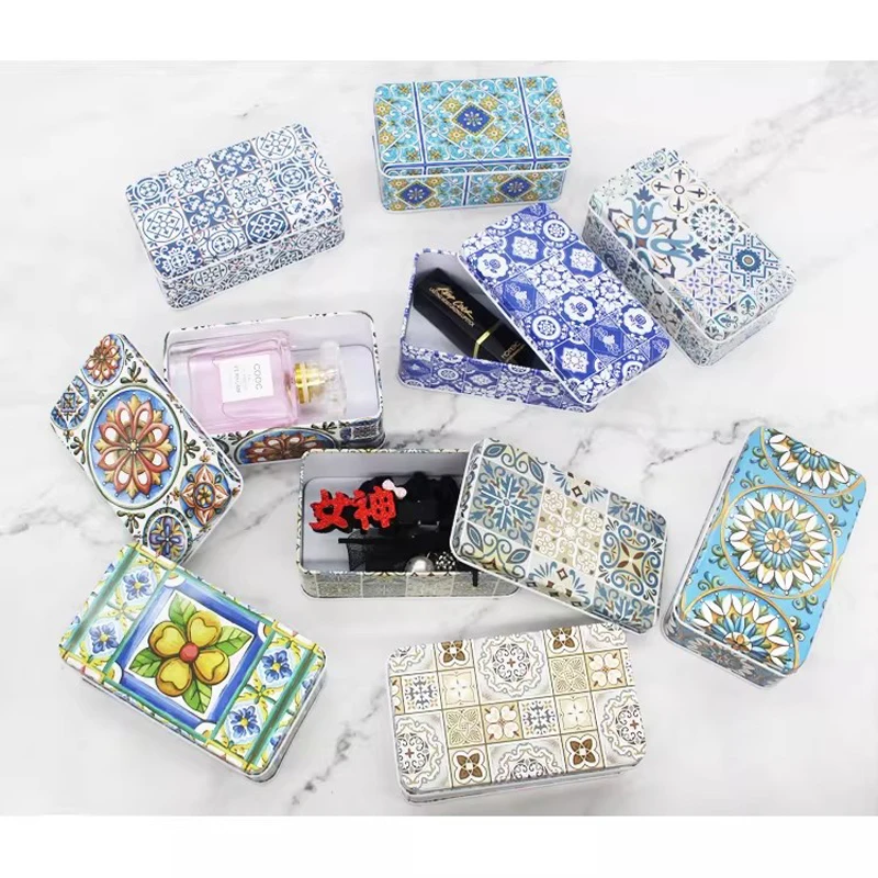 10 Pcs  Vintage Style Rectangular Tinplate Metal Pencil Iron Storage Boxes Case Ornaments,Wedding Candy ,Sundry Goods