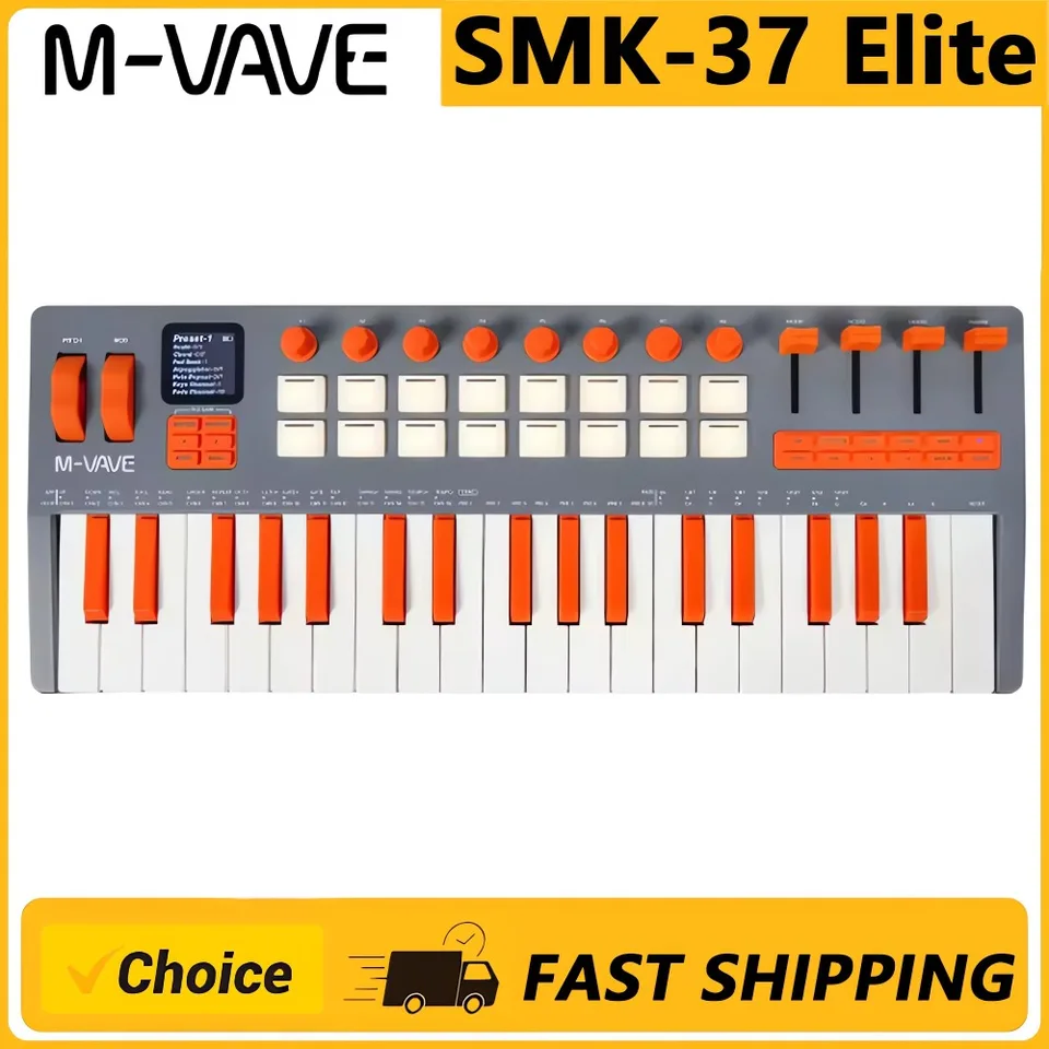 SMK-37 Elite MIDI Keyboard with Weighted Keys, Built-in