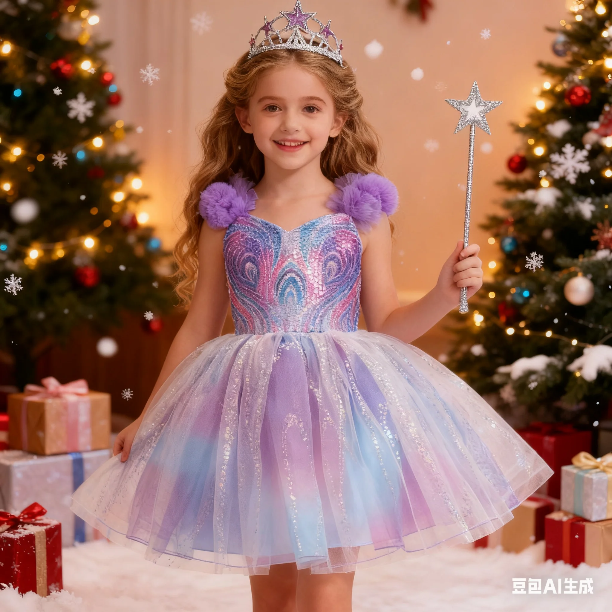 

festival Girls party Dress for kids Christmas carnival purple Princess Dress And the Crown Magic Prom Ball Gown Easter