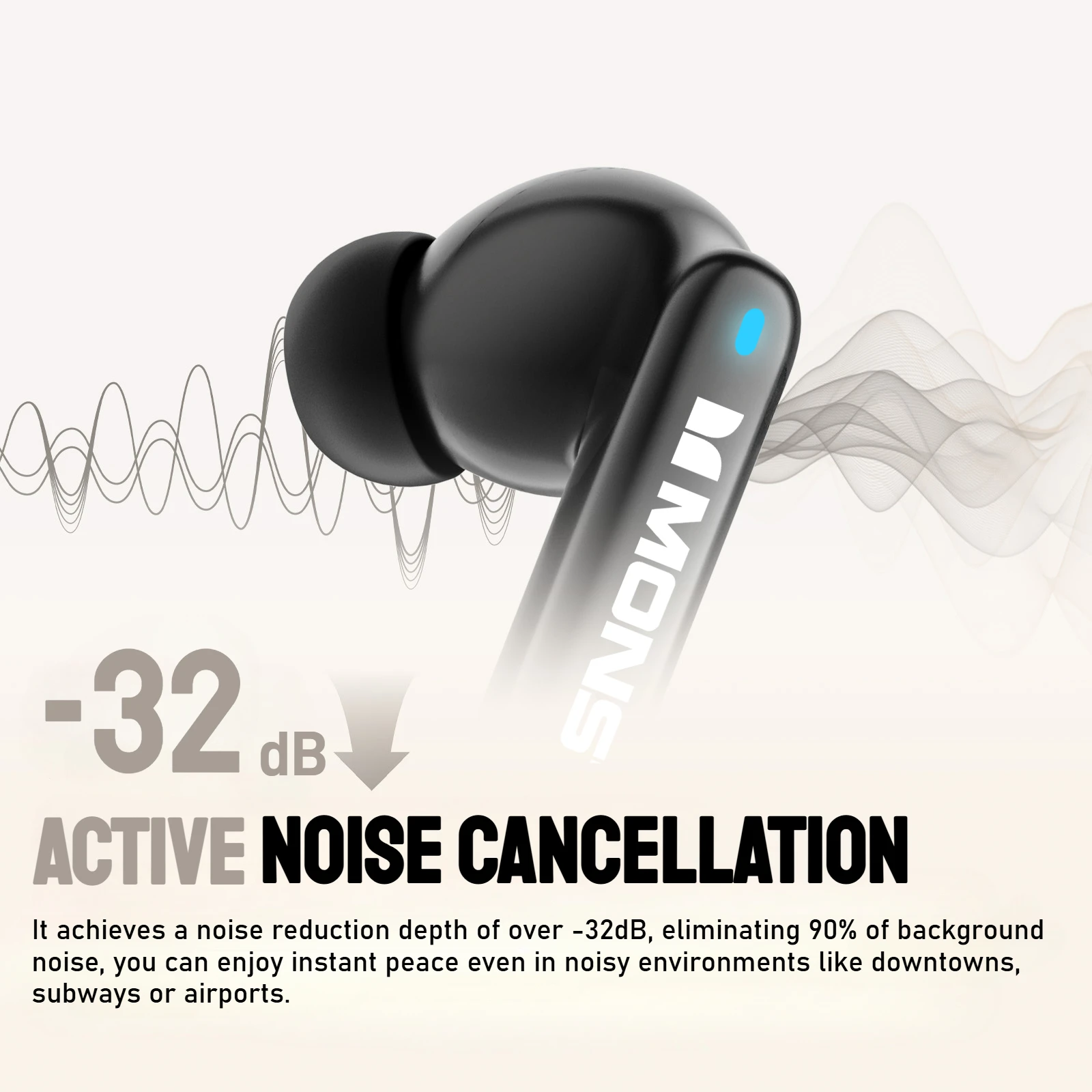 Monster AURA XT02 ANC سماعات بلوتوث 5.4-32dB سماعة رأس بخاصية إلغاء الضوضاء النشطة ألوان متدرجة سماعات أذن لاسلكية TWS