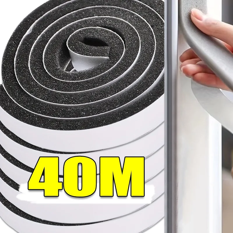 2/40M Window Sealing Strip Self-Adhesive Sponge Sealing Strip Home Anti-collision Sound-Proof Door Gap Foam Tapes Black Gray