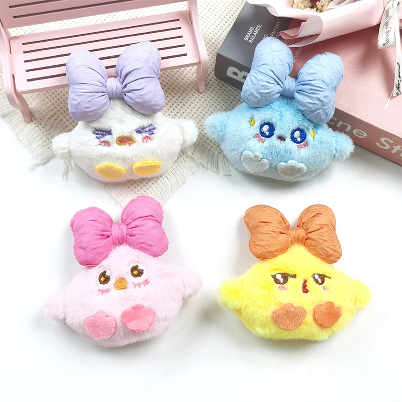 Kawaii Cute Bow Chicken Keychain Cartoon Funny Animals Plush Doll Keychain Pendant Backpack Decoration Accessories Gifts