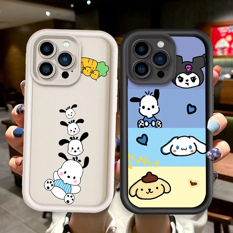 Sanrio Cute Pacha Dog Cartoon For Apple iPhone 15 14 13 12 Pro Max Mini 11 XS X XR 8 7 6 Plus Eye Ladder Cover Capa Fundas