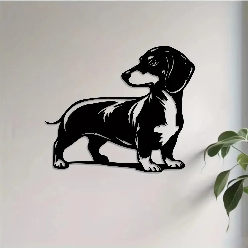 1pc Dachshund Metal Wall Art, Modern Iron Sculpture for Home Outdoor Decor, Weatherproof Dog Mural Gift