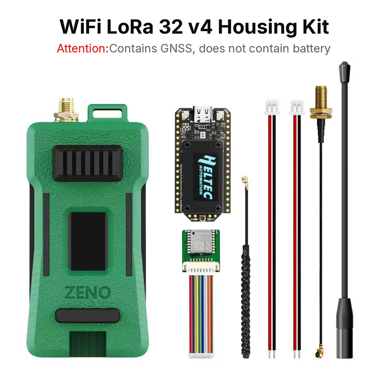 Meshtastic Heltec WIFI Lora 32 V4 Meshcore ESP32-S3 SX1262 Dev-Board Zeno Kit Case Green Antenna GPS Module Installable