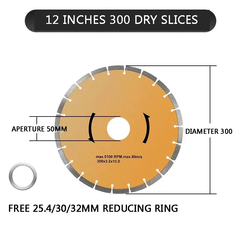 12-Inch 300MM Diamond Saw Blade Marble Chip Granite Cement Slotting Road Stone Concrete Cutting Piece