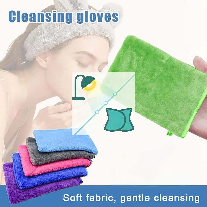 1 szt. Kolorowe rękawiczki do demakijażu wielokrotnego użytku z miękkiego mikrofibra, ręcznik do pielęgnacji twarzy, kosmetyczna ściereczka do oczyszczania twarzy, pielęgnacja skóry