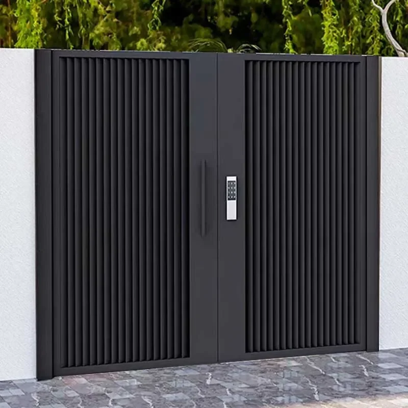 for New Chinese Style Simple Outdoor Aluminum Alloy Villa Wrought Iron Rural Yard Stainless Steel Garden Double Door Gate