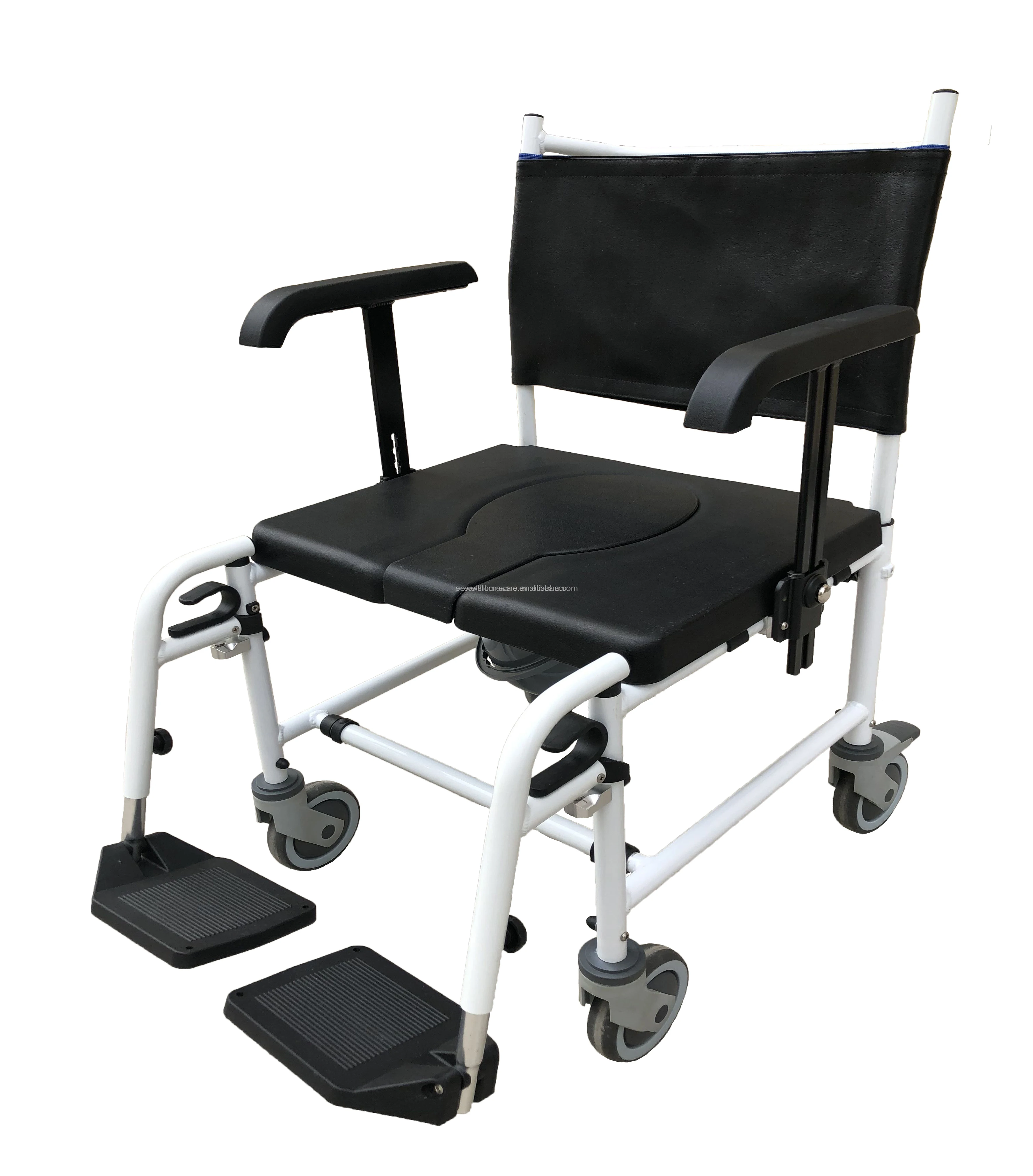 كرسي صوان يدوي لكبار السن والمعاقين من الألومنيوم مع مساند للذراعين قابلة للطي لمعدات إعادة التأهيل #4