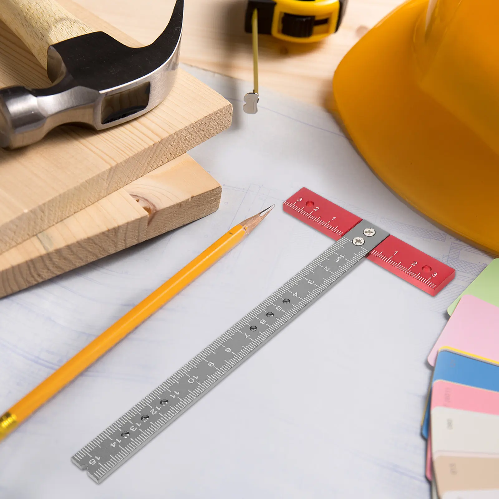 

Aluminum T Ruler Right Angle Square Position Ruler for Carpenters Woodworkers DIY Precision Measuring Marking Straight Edge Tool