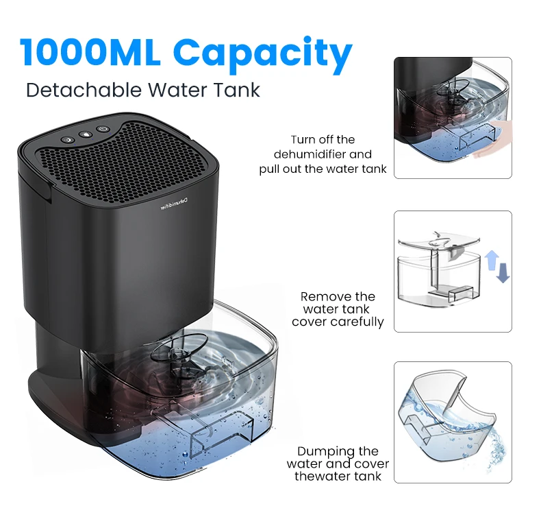 portable small 1L air dehumidifier home smart mini dehumidifier machine